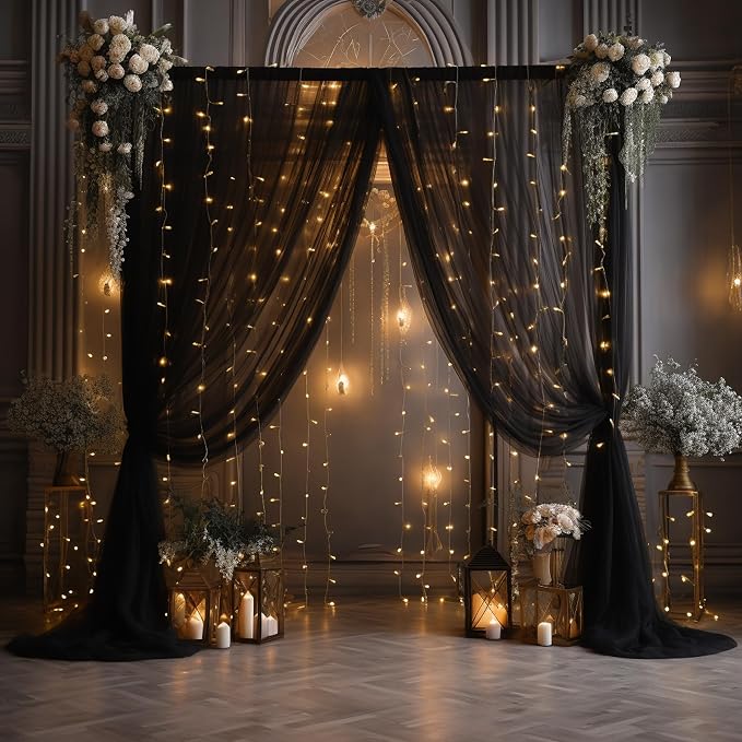 10x8ft Black Tulle Backdrop Curtain - Image 7
