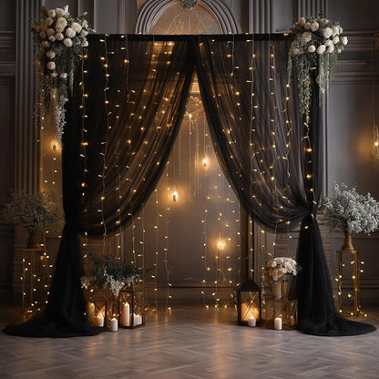 20x10ft Black Tulle Backdrop Curtain - Image 7