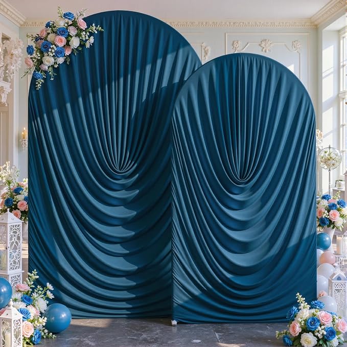 Navy Blue Wedding Arch Backdrop Cover 7.2ft and 6ft Draped Arch Covers Stretchy by Tao-GePartyDecorations