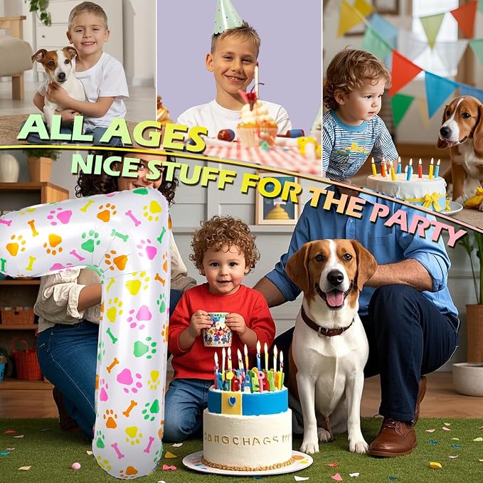 40 Inch Multi-color Dog Paw Balloons, Numeral 7 Birthday Balloons - Image 5