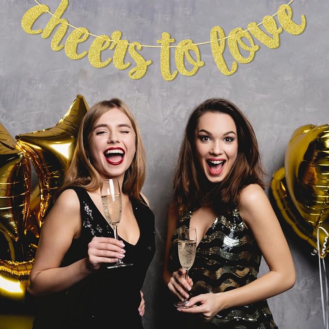 Qttier Wedding Banner, Cheers Love Decor, Pre-strung | Wedding Reception Party - Image 5
