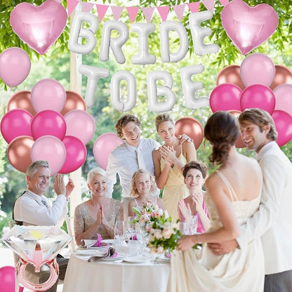 Pink White Bachelorette Party Decorations, Hot Pink Rose Gold Balloons - Image 7
