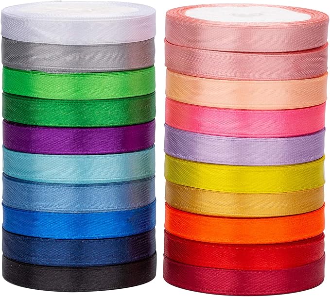 LIUYAXI 3/8 Inch Satin Ribbon Set – 20 Rolls Rainbow Ribbon, 5 Yards Each - Image 2