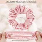 4 Pack Mulberry Silk Scrunchies, Silk Hair Ties Satin Scrunchies No Damag for Hair Sleep Valentine's Day Christmas Gifts