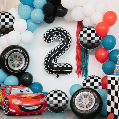 40 Inch Checkered Racetrack Number Balloon 2 Black and White 21 Pcs Kit | Race - Image 5