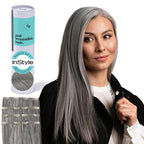 Irresistible Me Real Human Hair Extensions Clip Ins – 100% Human Hair Clip In Extensions for Length & Volume – Invisible Extension – Heat Resistant & Dyeable – Salt & Pepper, 24 Inches