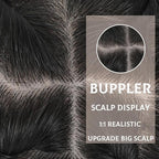 Hair Toppers for Women Real Human Hair-U Shape Toppers Hair Pieces for Women with Thinning Hairr 150% Density Silk Base Clip in Human Topper with Bangs for Daily Use(Brown Black-1B