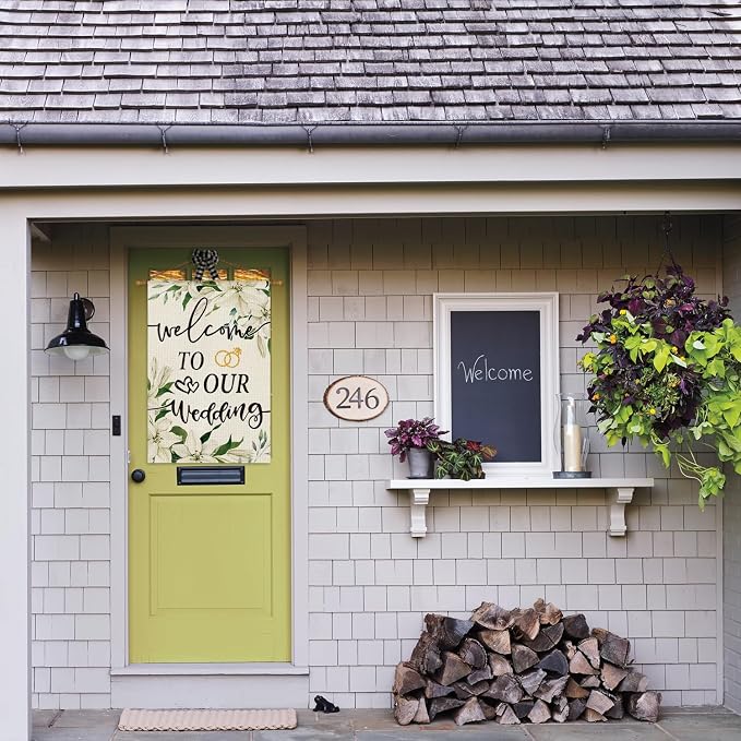 AVOIN colorlife Welcome to Our Wedding House Flag 28x40 Inch | Double Sided - Image 3
