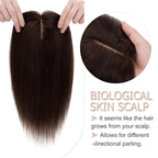 Hair Toppers for Women Real Human Hair No Bangs, 13 * 15 cm Larger Silk Base 150% Density Clip In Topper Hairpieces, Wiglet Top Pieces Add Volume -10 Inch 02 Dark Brown