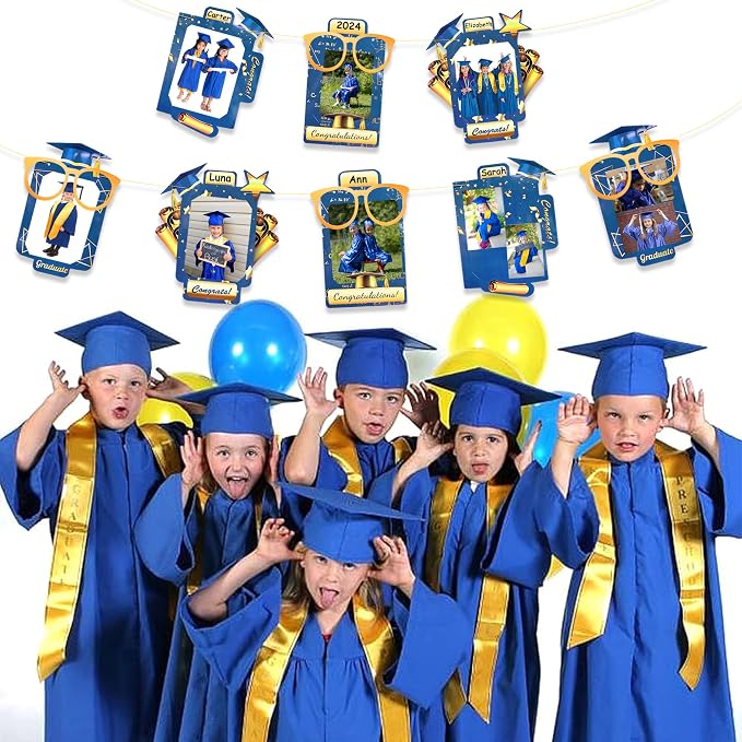 pinkblume Graduation Party Decorations Navy Blue and Gold Grad Photo Banner - Image 7