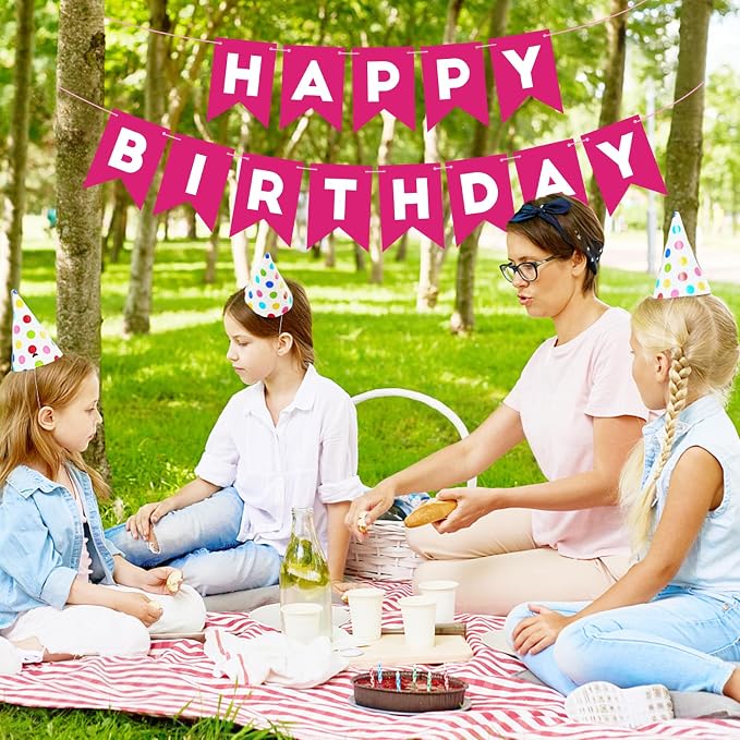 Hot Pink Happy Birthday Banner Sign - Image 8