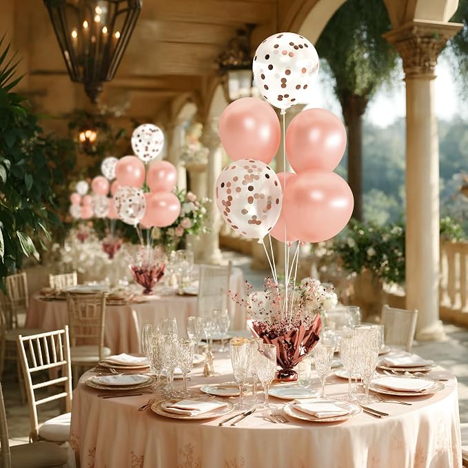 2 Set Rose Gold Christmas Table Balloons Foil Spray Table Centerpiece - Image 3
