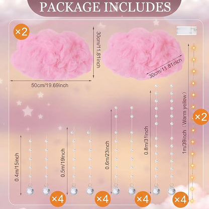 Marsui Artificial Cloud Props LED Hanging Pink Light String Fake Imitation 3D - Image 3
