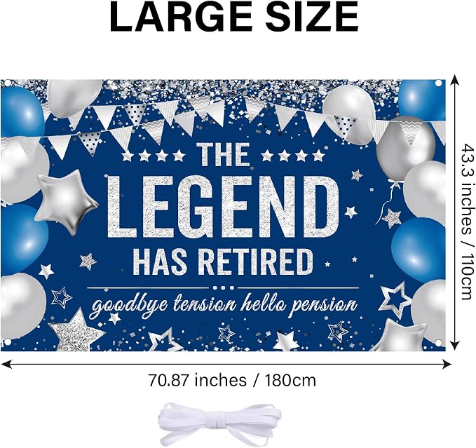 Retirement Banner Party Decortions The Legend Has Retired Banner Decor - Image 3