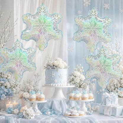 Iridescent Snowflake Balloons, New Year, Birthday and Baby Shower Decorations - Image 9