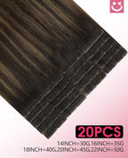 Youngsmile Invisible Tape in Hair Extensions Human Hair #2/6/18 Dark Brown to Dirty Blonde Injection Tape in Hair Extensions Human Hair Straight Remy Seamless Tape ins 20pcs 40g 18 Inch (#2/6/18,18'')