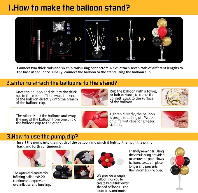 Red Black and Gold Balloons Stand - Image 4