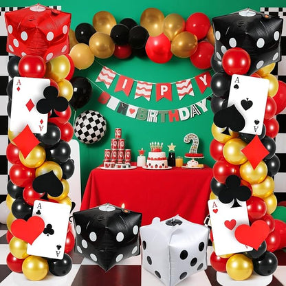 2 Sets Casino Theme Balloon Column Stand Kits Red Black Gold Balloons Column Kit - Image 2