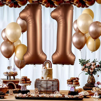 KatchOn Coffee Brown Number 11 Balloon 40 Inch, 11th Birthday Balloon Decor | - Image 2