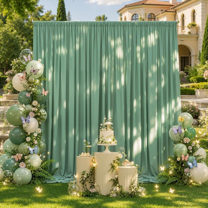 20x12 ft Sage Green Backdrop Curtains - Image 8