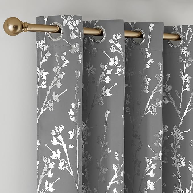 NICETOWN 100% Blackout Curtains 84 inches Long, Grommet Floral Branch Curtains - Image 6