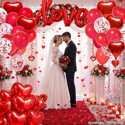 Red Heart Balloon Decoration Kit | Latex Balloons, Confetti Balloons, Rose - Image 4
