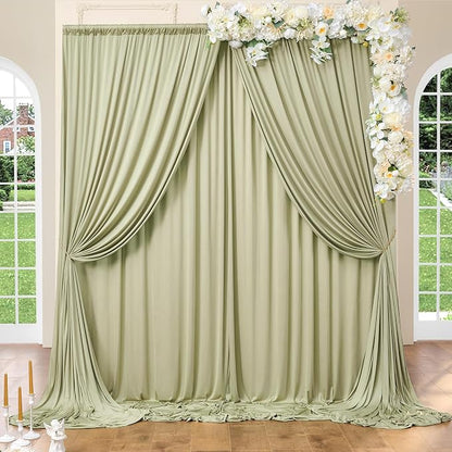 10ft x 10ft Wrinkle Free Sage Green Backdrop Curtains - Image 7