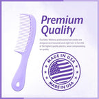 Mars Wellness 4 Piece Professional Comb Set Lavender - USA MADE - Fine Pro Tail, Dresser Hair Comb Styling Comb - Premium Grade for Men and Women - Parting Teasing and Styling - Lavender