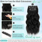 KooKaStyle Clip in Synthetic Hair Extensions Long Wavy 4PCS Thick Hairpieces Brunette Brown Fiber Double Weft Natural Hair Extensions 16 Inch for Women