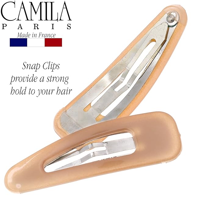 Camila Paris CP3090 French Hair Barrettes Clips, Snap Hair Slides Clic Clac for Women, Styling Girls Side Slide-in Metal Snap Pin Hair Accessories for Women. Strong Hold, No Slip Grip, Made in France