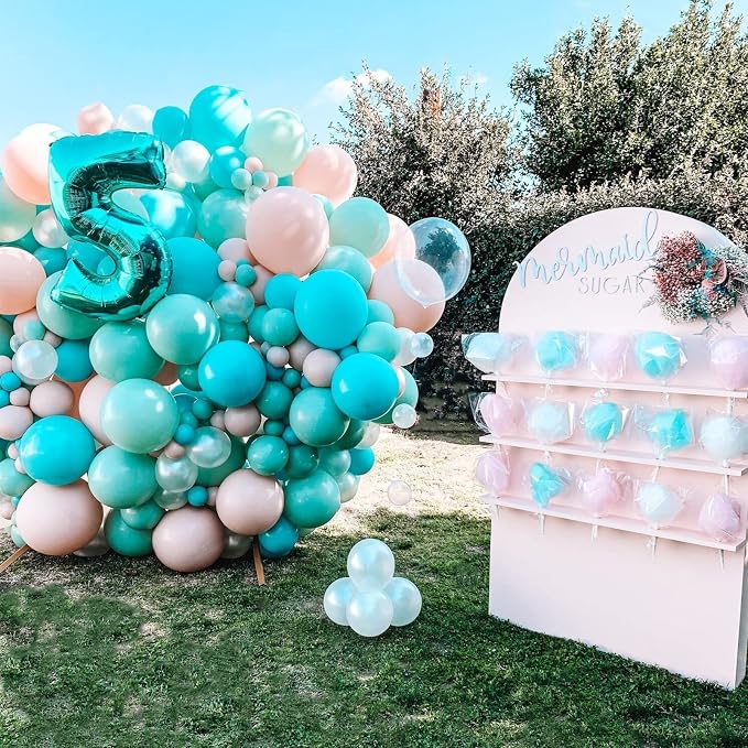 Voircoloria 130pcs Teal Balloons Garland Arch Kit, 18 12 10 5 Inch | - Image 5