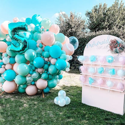 Voircoloria 130pcs Teal Balloons Garland Arch Kit, 18 12 10 5 Inch | - Image 5