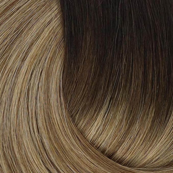 Full Shine Clip in Hair Extensions Human Hair Black Roots Hair Clip in Extensions Balayage Remy Hair Ombre Brown with Honey Blonde Straight Clip ins Ease of Use 3 PCS 60 G