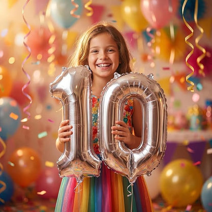 20 Pieces Foil Mylar Number Balloons 0 to 9 Set - Image 3