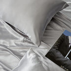Light Grey King Size Satin Pillowcases Set of 2 for Hair and Skin,Light Grey Silk Pillowcase Breathable Pillowcase with Envelope Closure