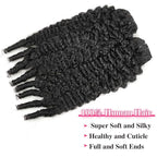 18 Inch Classic Burmese Curly Clip in Hair Extensions Real Human Hair Full and Thick #1B Natural Black Color Curly Clip ins For Women Wear and Go Brazilian Virgin Clip on Hair(18inch,#1B)