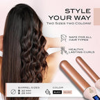 NuMe Classic Ceramic Curling Wand - Tourmaline 1.25 Inch Barrel Hair Curler, Negative Ion Conditioning, Far Infrared Heat - All Hair Types - Blush