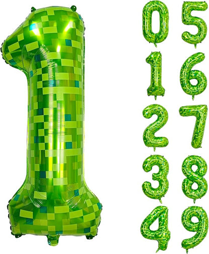 40 inch giant Green pixel miner game number 1 balloon | Large mining theme foil by Exquisitehighqualitypartydecorationstomeetyoureveryneed%EF%BC%81