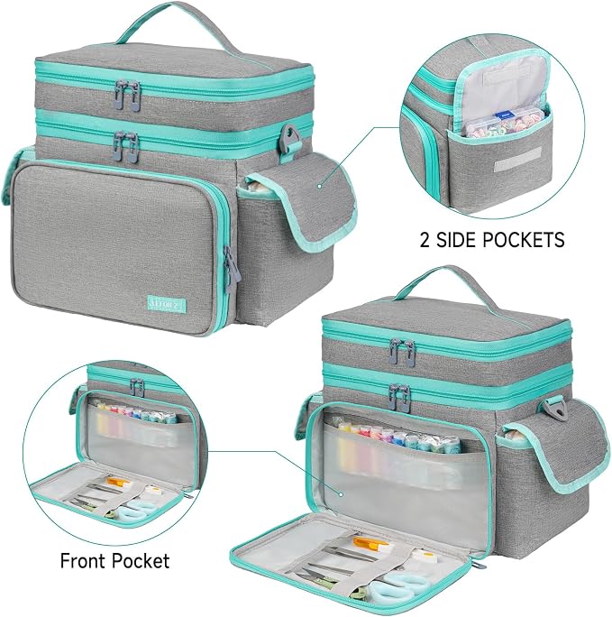 LEFOR·Z Small Sewing Supplies Organizer Bag, Sewing Box | Double-Layer Sewing - Image 5
