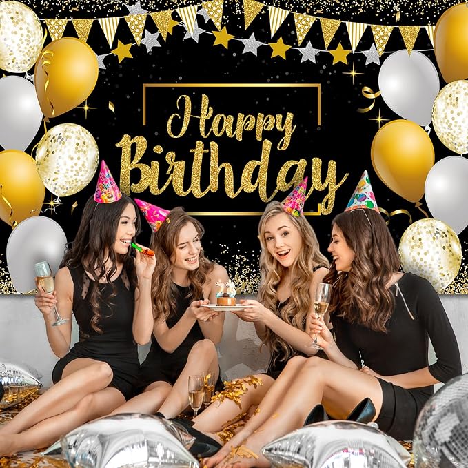 Tatuo Happy Birthday Decorations Backdrop Banner - Image 4