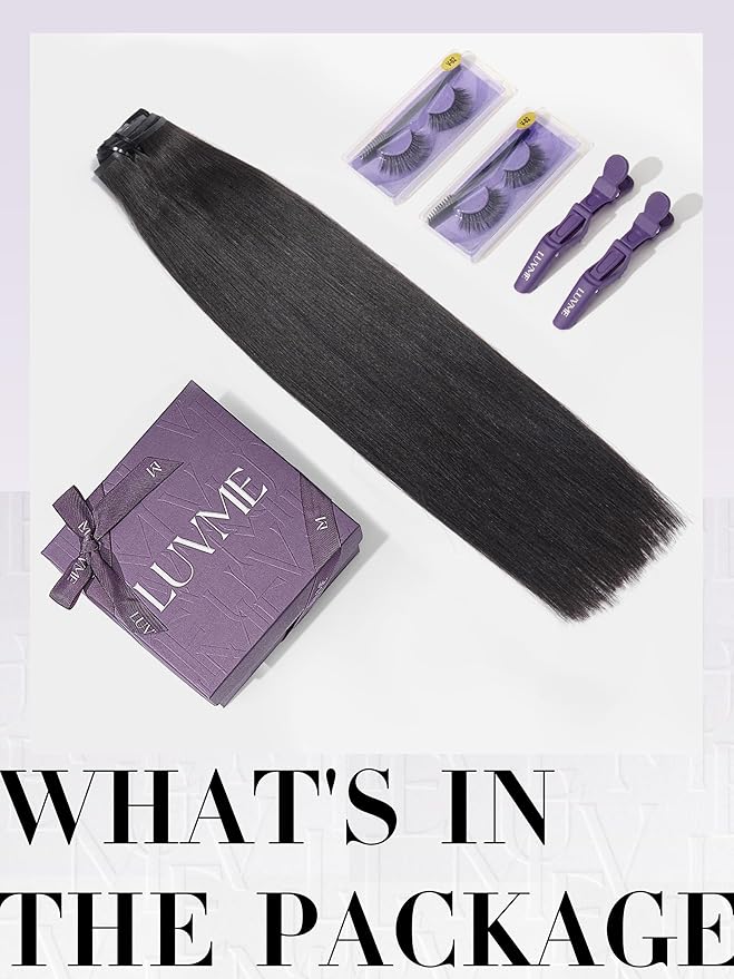 LUVME Yaki Straight Clip in Hair Extensions Real Human Hair For Women 100% Unprocessed Brazilian Virgin Hair clip ins Natural Black Hair Extensions 135g 9pcs 22 Inch