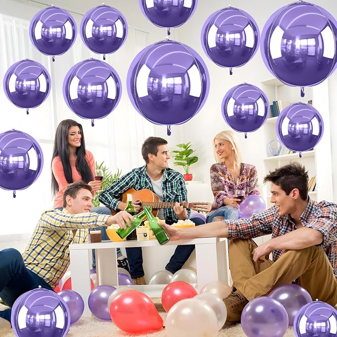 12Pcs Light Purple Round Foil Balloons, Metallic Purple Foil Balloon - Image 6