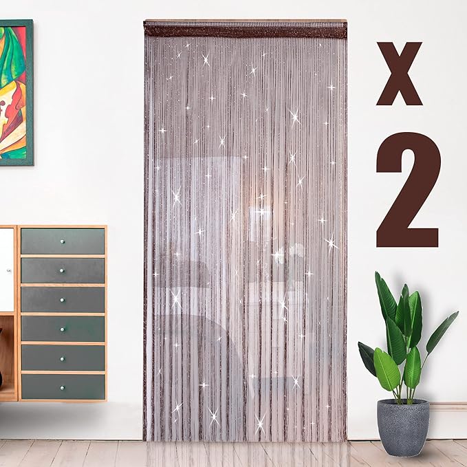 Hysenm 2 Pack 39 x 79 Inch Beaded Curtain String Door Curtains, Hippie Room by Hysenm