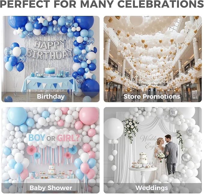 LOVESTOWN 110 PCS White Balloons, 12 Inch Bright White Latex Balloons | - Image 5
