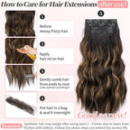 KooKaStyle Clip in Synthetic Hair Extensions Long Wavy 4PCS Black&Dark mix light brown Fiber Double Weft Natural Hair Extensions 20 Inch for Women