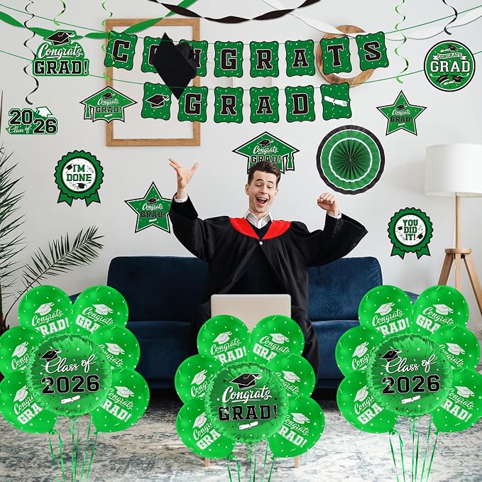 Green Themed 2026 Graduation Decorations Set - Image 8