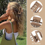 3.5 Inch Medium Hair Claw Clips 6 Pack Hair Clips for Women Square Rectangle Claw for Hair Banana Jaw Clips Hair Accessories for Girls -Regular