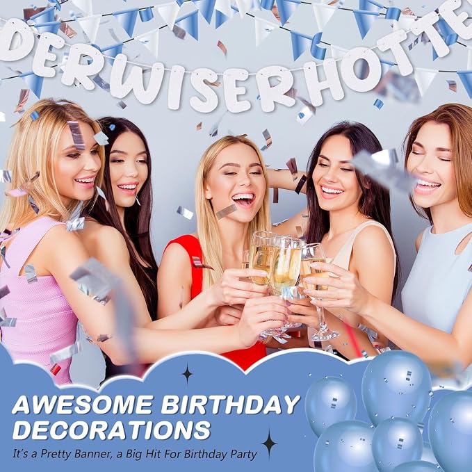 Fulmoon Set of 3 Pre Strung Older Wiser Hotter Glitter Banner Funny Birthday - Image 6