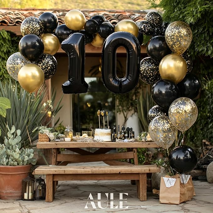 AULE 40 Inch Black Number Balloon 0 Foil 0-9 Birthday Big Numbers | Birthday - Image 5