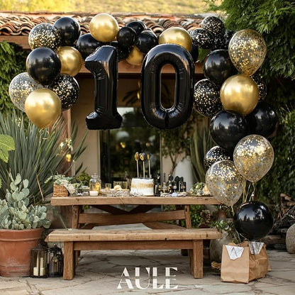 AULE 40 Inch Black Number Balloon 0 Foil 0-9 Birthday Big Numbers | Birthday - Image 5